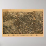 1899 Pittsfield, MA Birds Eye View Panoramic Map Print