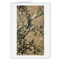 18.桃花小禽図, 若冲 Peach Blossoms & Small Birds, Jakuchū Card