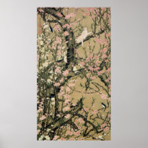18.桃花小禽図, 若冲 Peach Blossoms & Small Birds, Jakuchū Posters