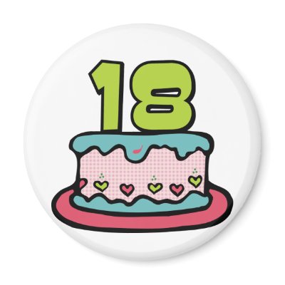 18 Year Old Birthday Cake Fridge Magnet by Birthday_Bash