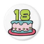 18 Year Old Birthday Cake magnets