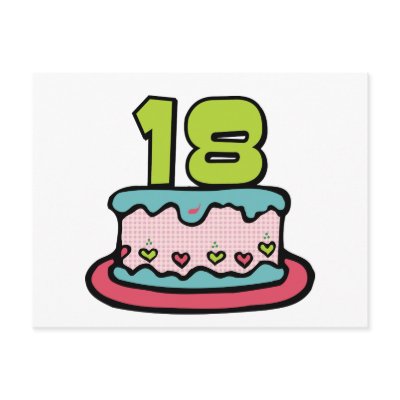 18 Year Old Birthday Cake Postcard by Birthday_Bash
