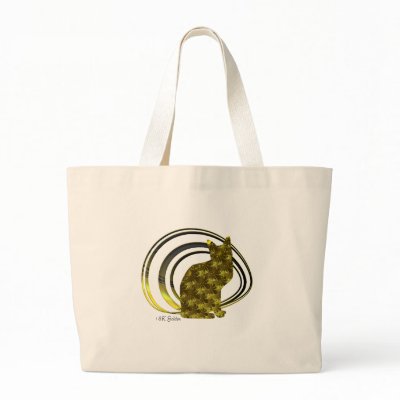 "18K Golden" Calico Cat Womens Tote Tote Bag by FractaGifts