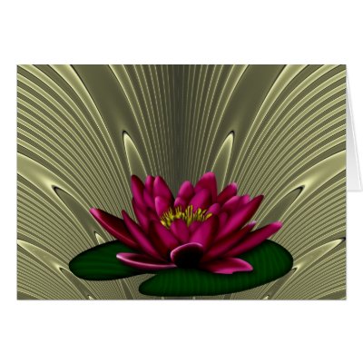 18K Golden with Deep Red Water Lily by FractaGifts