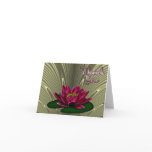 18K Golden with Deep Red Water Lily Thank You Card