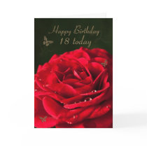 18th Birthday Card with a classic red rose