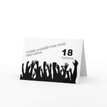 18th Birthday card with cheering waving crowds.