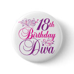 18th Birthday Diva buttons