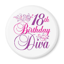 18th Birthday Diva Fridge Magnet