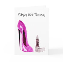 18th Birthday Greeting Card with Pink Stiletto Sho