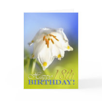 18th birthday, greeting card with snowdrop close u