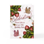 18th Birthday Party - Butterfly And Strawberry Inv Greeting Card