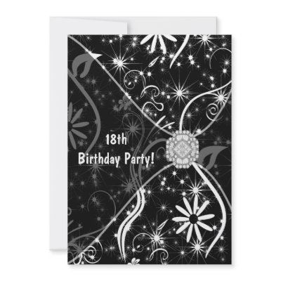 18th Birthday Party Invitation Black Jewel 18th by InvitationCentral