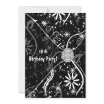 18th Birthday Party Invitation Black Jewel 18th