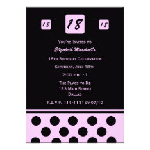 18th Birthday Party Invitation - Modern 18 in Pink