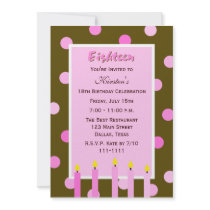 18th Birthday Party Invitation -- Pink Polka Dots