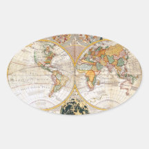 18th Century Dual Hemisphere Map Sticker