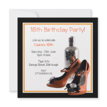 18th Orange Party Shoes Invitation
