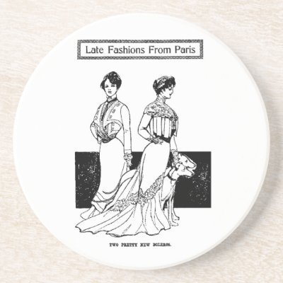 1900 Boleros Greyhounds Vintage Fashion Illustrati Beverage Coasters by Jakestuff