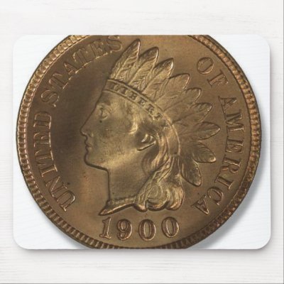 1900 Indian Head Penny Mouse Pad by cptindy