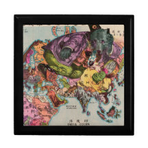 1900 World View Map Jewelry Boxes
