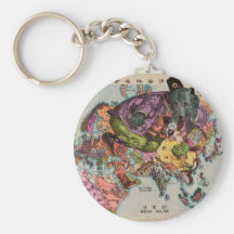 1900 World View Map Key Chains