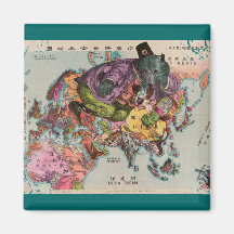 1900 World View Map Magnet