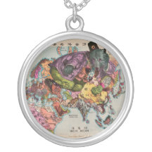 1900 World View Map Necklace