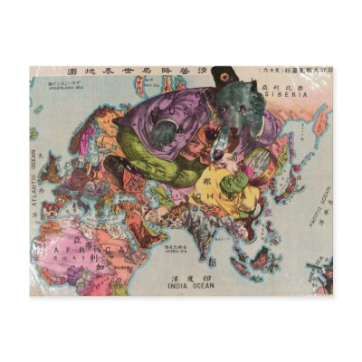1900 World View Map Post Cards by madformaps