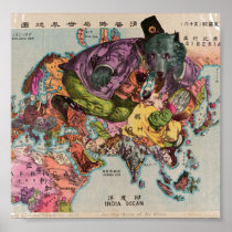 1900 World View Map Poster