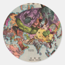 1900 World View Map Sticker