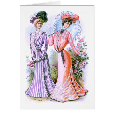 1900s Fashion Dresses Greeting Card by beverlytazangel