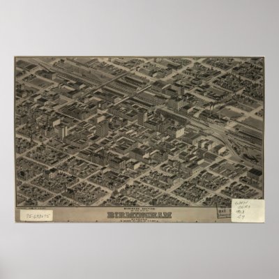 1904 Birmingham, AL Panoramic Map Birds Eye View Poster by PaperTimeMachine