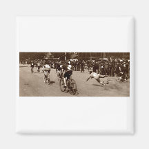 1905 Bicycle Race Wipe Out Magnet
