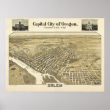 1905 Salem, OR Birds Eye View Panoramic Map Posters
