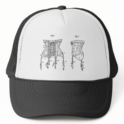 1908 Corset Illustration Trucker Hats by opheliasart