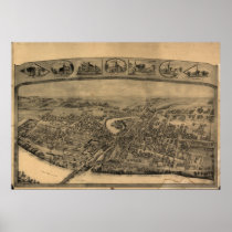 1908 Enfield CT Birds Eye View Panoramic Map Print