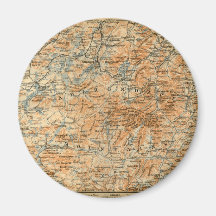 1909 Adirondacks Map from Baedeker's Travel Guide Magnet