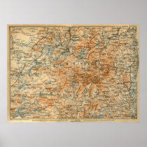 1909 Adirondacks Map from Baedeker's Travel Guide