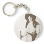 1910 Photo Portrait of a Cowgirl Holding a Rifle Key Chain