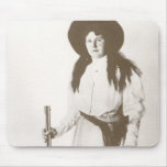 1910 Photo Portrait of a Cowgirl Holding a Rifle Mousepads