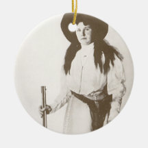 1910 Photo Portrait of a Cowgirl Holding a Rifle Ornament