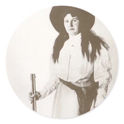 1910 Photo Portrait of a Cowgirl Holding a Rifle Sticker by YesterdayCafe