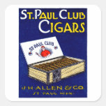1910 St. Paul Club Cigars Square Stickers