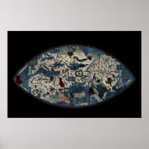 1912 Hispanic Society Genoese Map of the World Poster