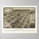 1912 Panoramic Map Birds Eye View of Houston, TX Print