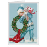 1913!!! "LITTLE BOY BLUE" SNOWY CHRISTMAS GREETING CARD