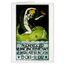 1913 Nurnberg Germany Art Exhibit Poster Greeting Cards