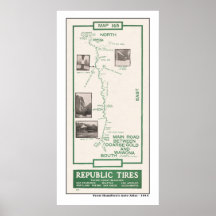 1914 Map, Coarse Gold to Wawona, Yosemite Posters