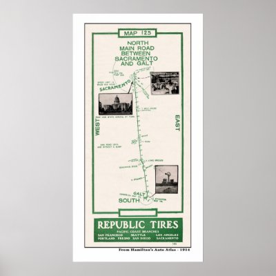 1914 Map, Galt to Sacramento via Elk Grove Posters by shaughey